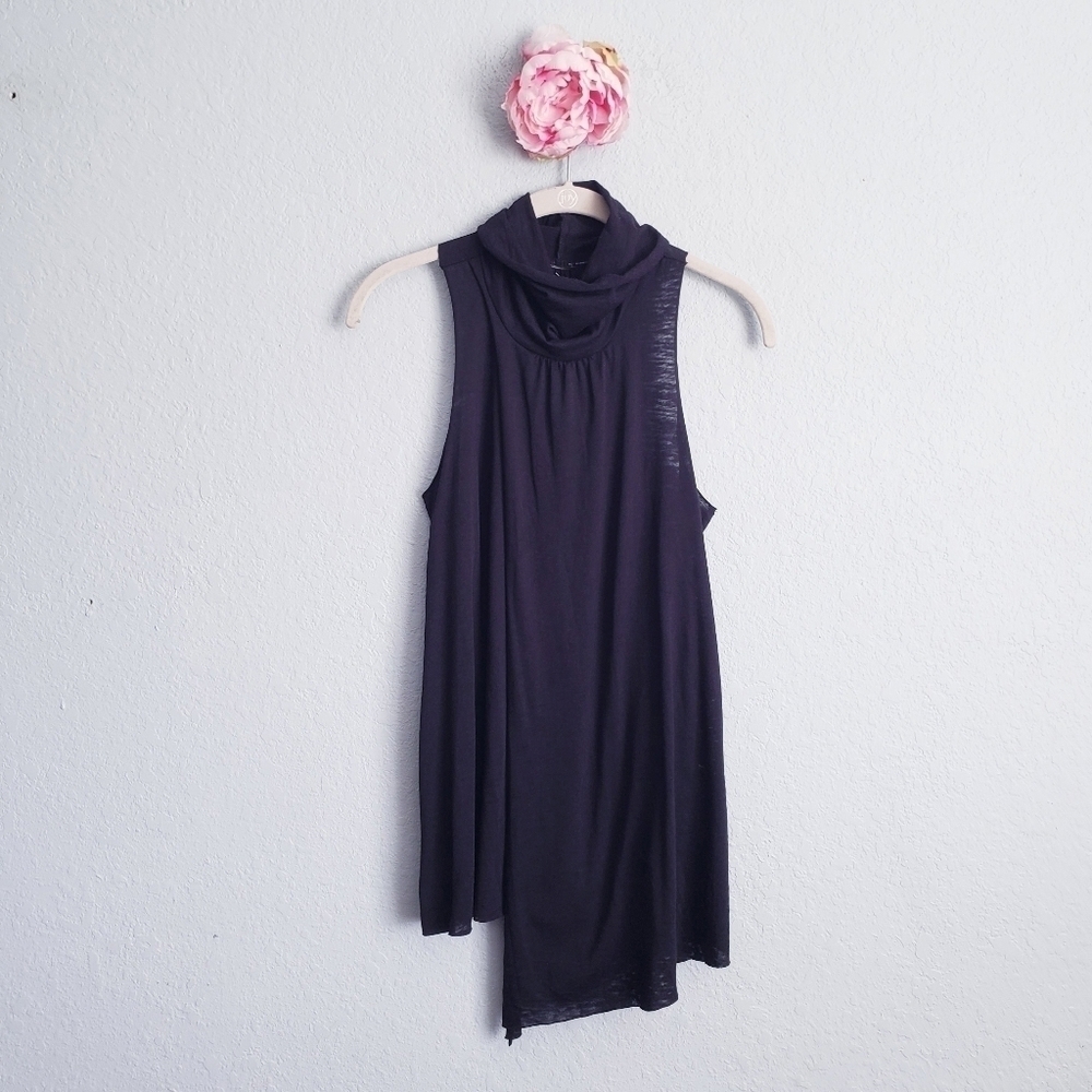 Nation LTD Black Sleeveless Cowlneck Top